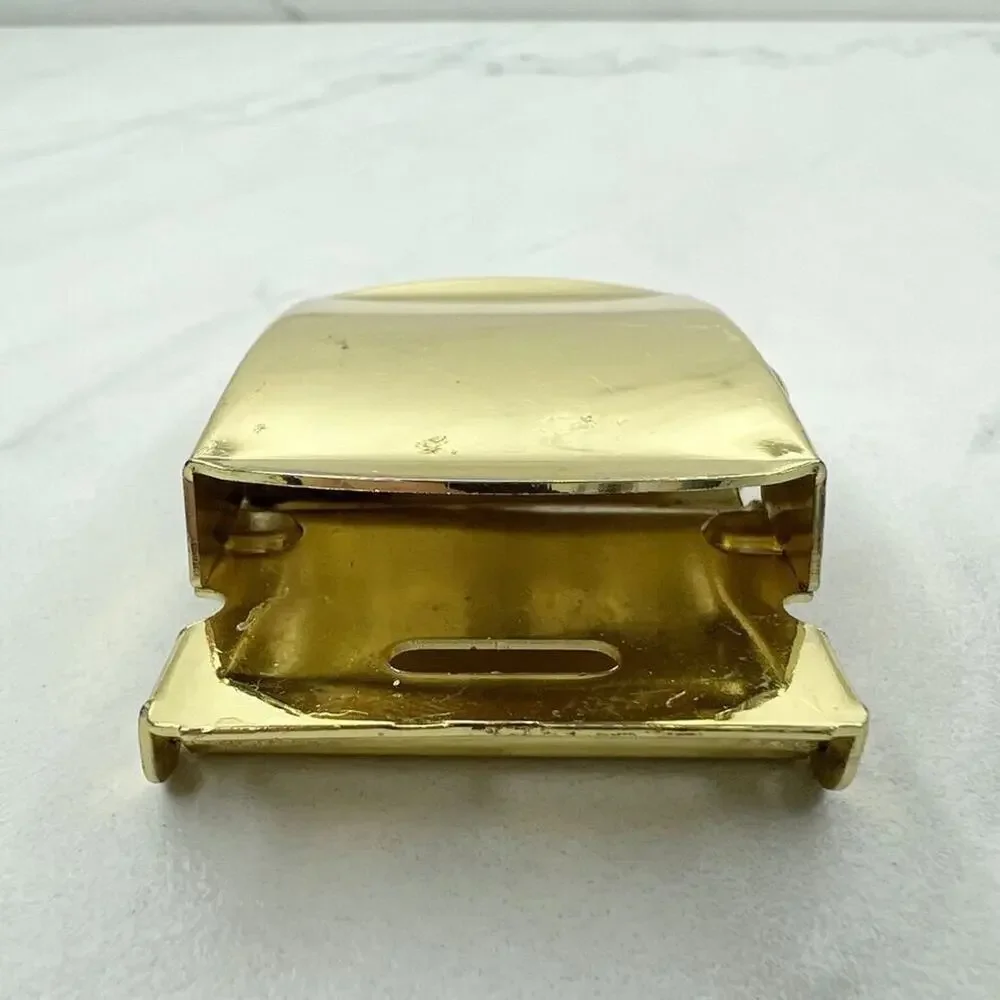 Vintage Gold Tone Web Clamp On Simple Basic Belt Buckle
